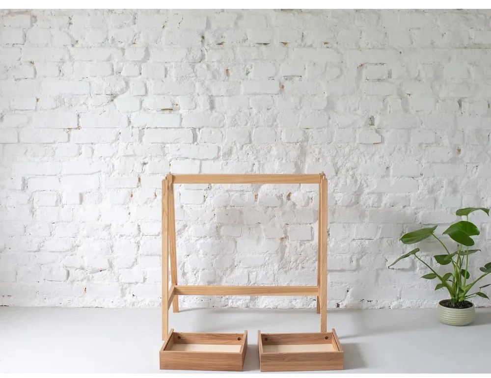 Birou cu bază din lemn de frasin Ragaba Luka, lungime 85 cm, alb