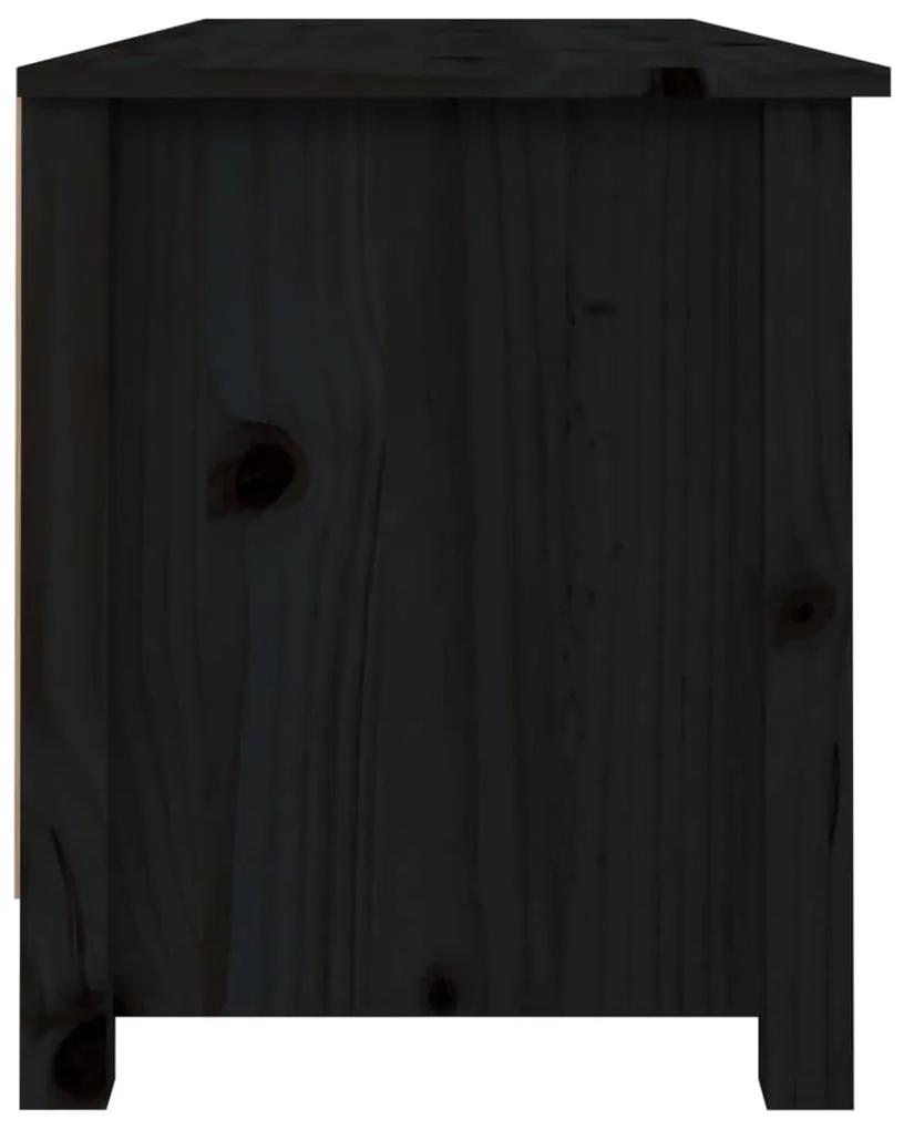 Banca pentru pantofi, negru, 110x38x45,5 cm, lemn masiv de pin 1, Negru, 110 x 38 x 45.5 cm