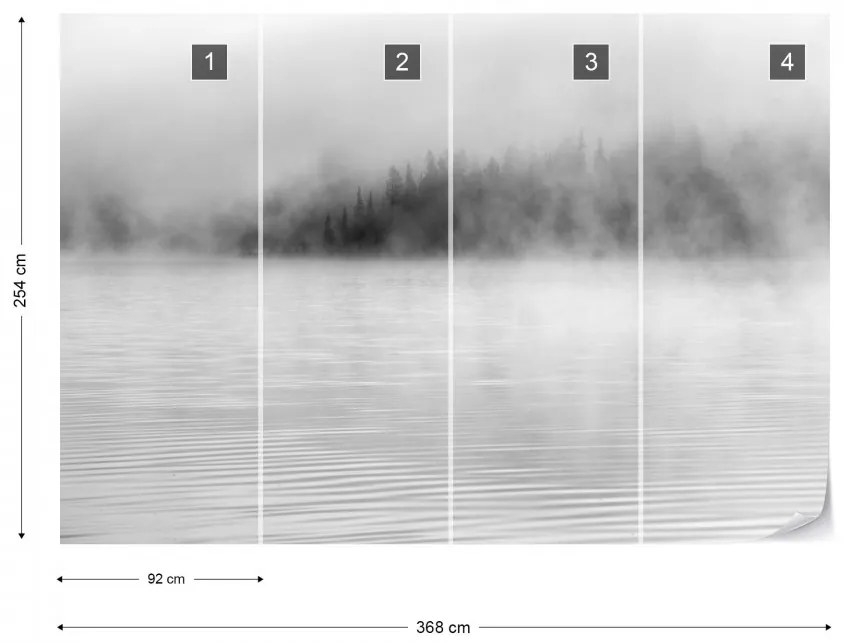 Fototapet- Ceață peste Lac – Alb-Negru