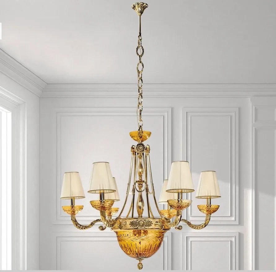 Candelabru cu 6 brate clasic LUX realizat manual Amber