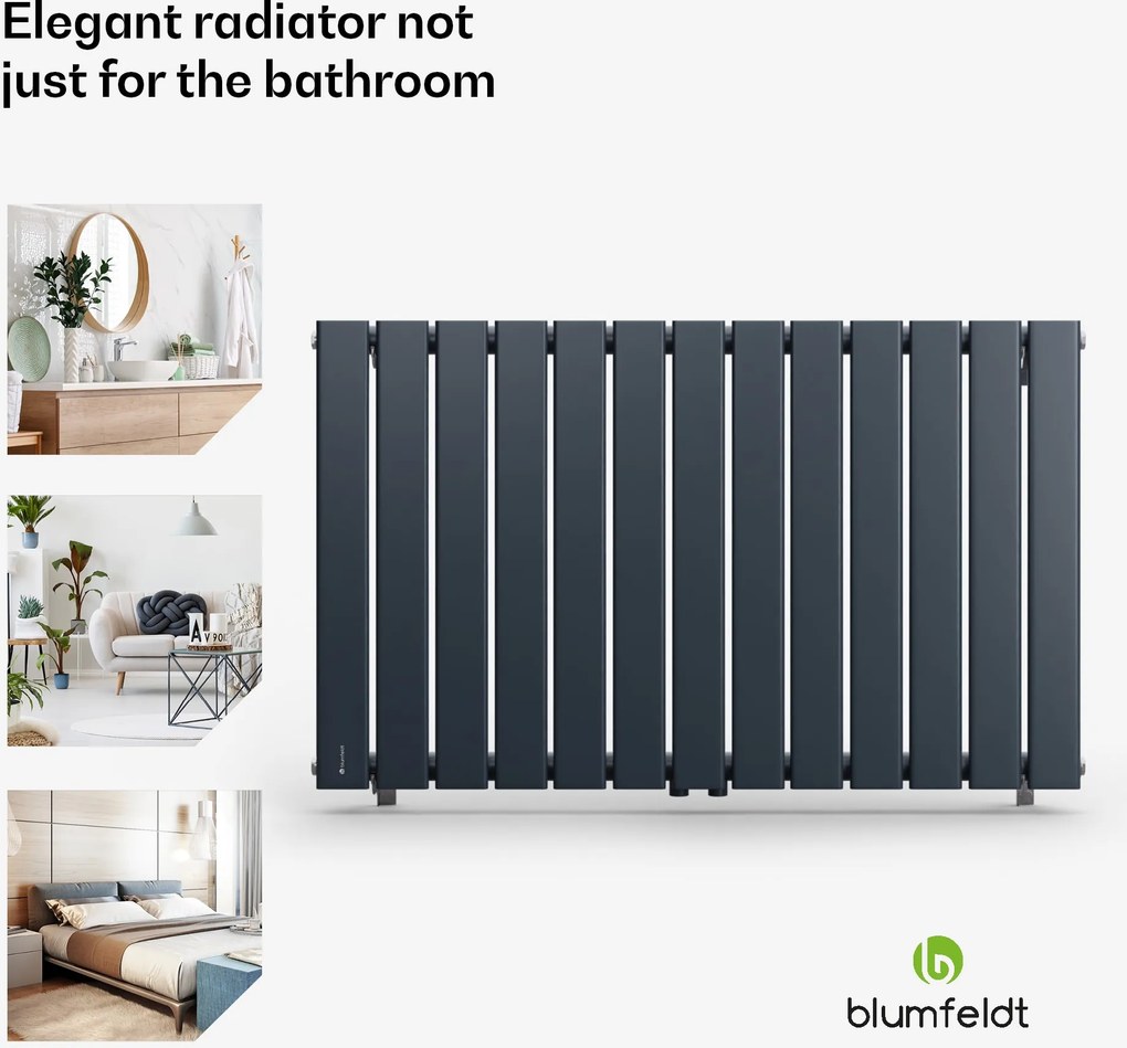 Blumfeldt Ontario, radiator, 100 x 60, conexiune laterală și centrală de 1/2 inch, montare pe perete, 681 W