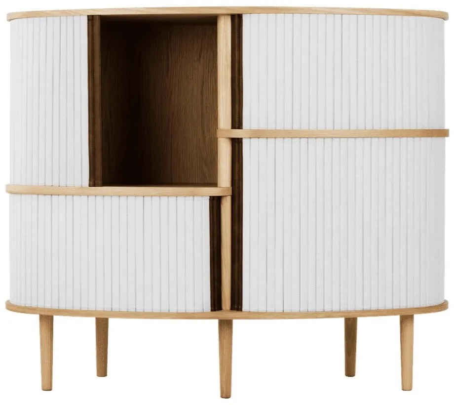 Dulap gri-în culoare naturală cu aspect de lemn de stejar cu ușă glisantă 120x100x50 cm Audacious – UMAGE