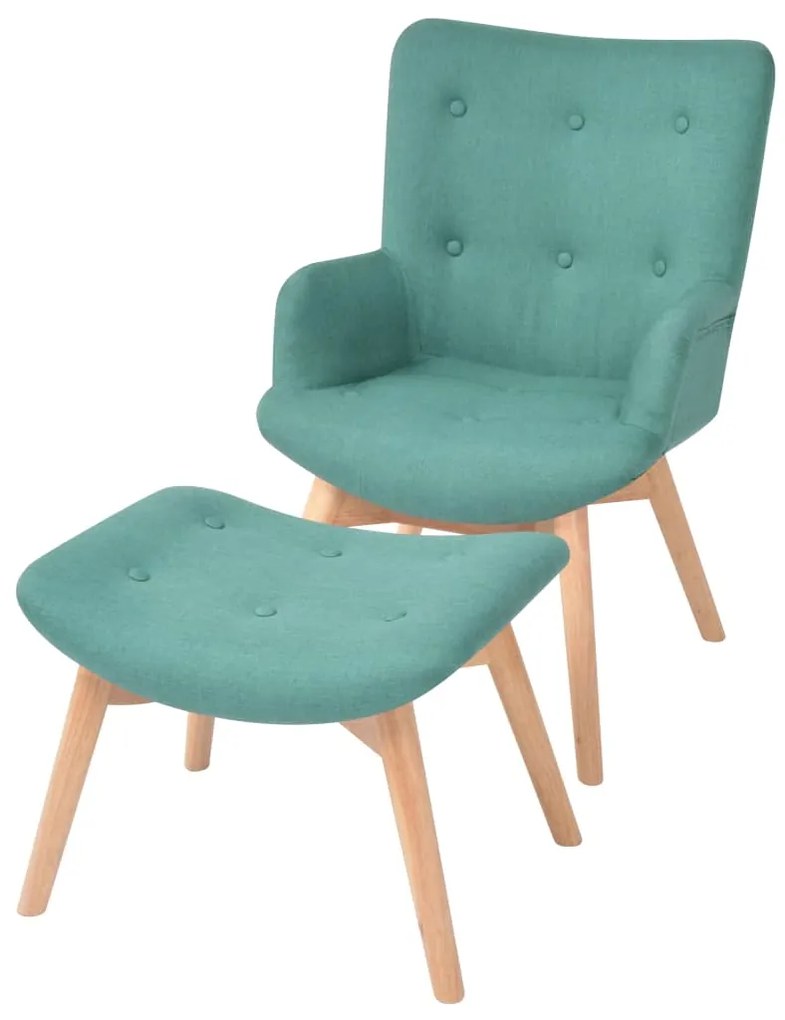Fotoliu cu taburet pentru picioare, verde, material textil