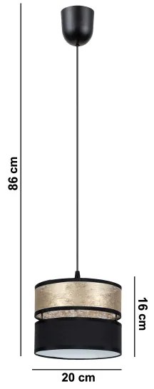 Lustră pe cablu LIMA 1xE27/60W/230V aurie/neagră