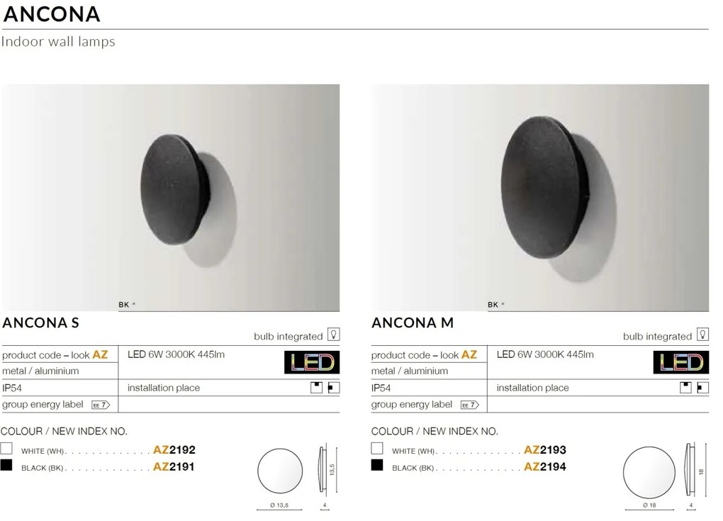 Aplica perete LED ambientala IP54 ANCONA S neagra