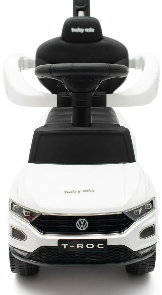 Mașinuță Baby Mix Volkswagen T-ROC pentru copii cu bară de ghidare, alb