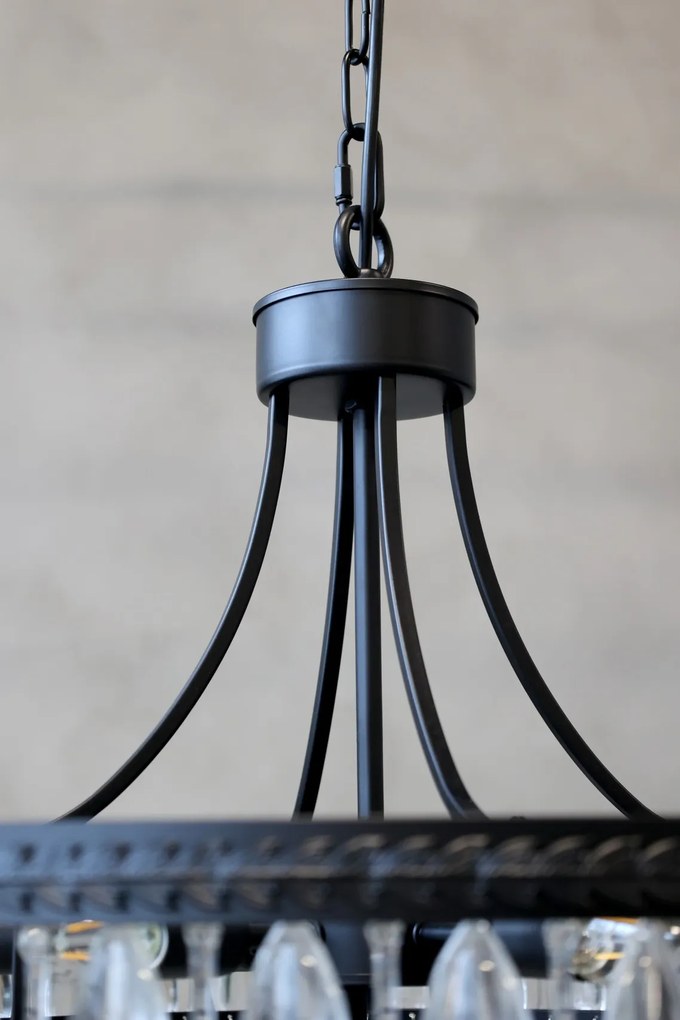 Candelabru din sticlă, cu piese în formă de picătură, 9 surse de lumină, "Versailles"