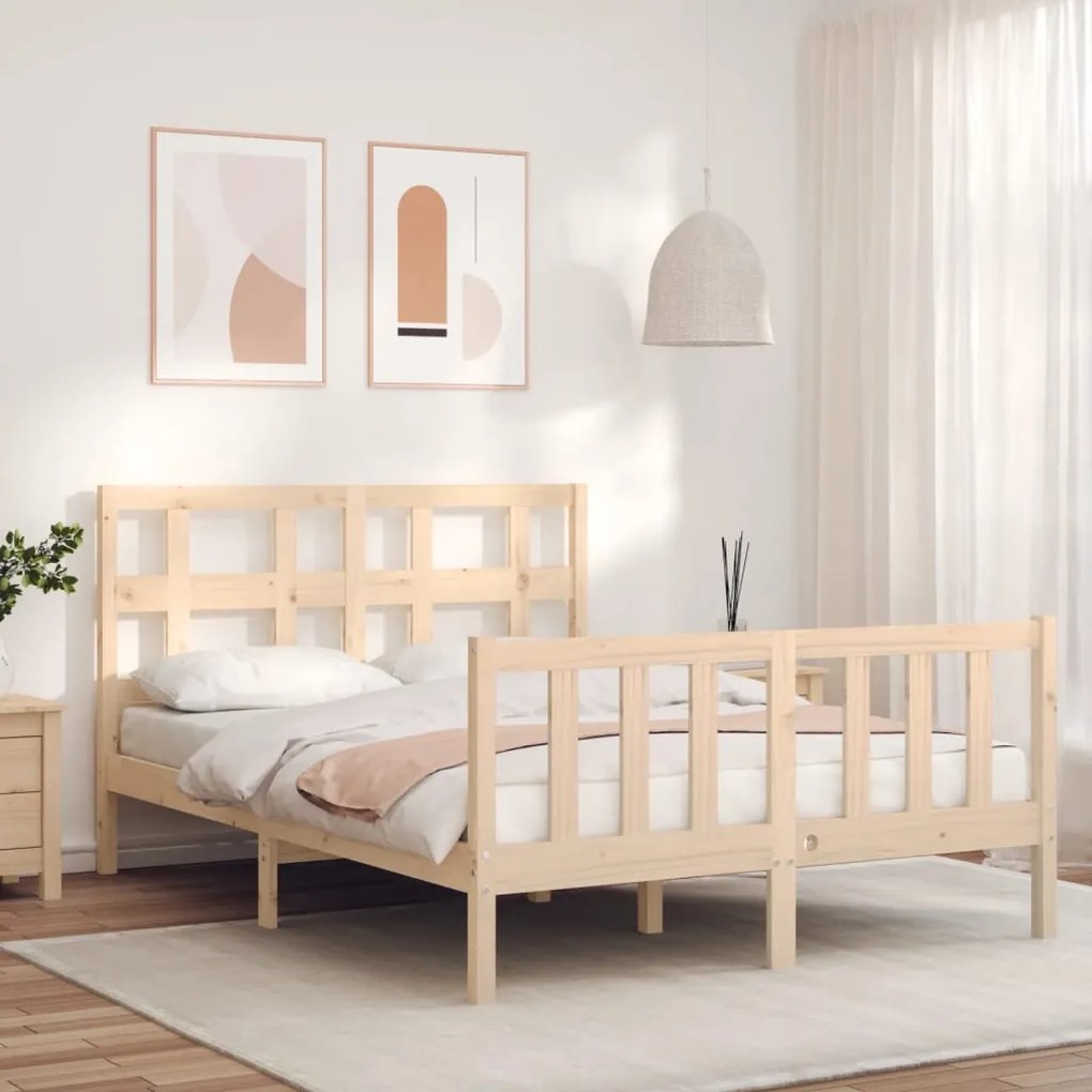 3193006 vidaXL Cadru de pat cu tăblie, 120x200 cm, lemn masiv