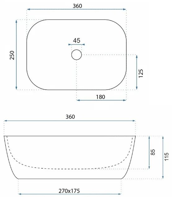 Lavoar pentru blat Rea BELINDA MINI TRAVERTINE MATT