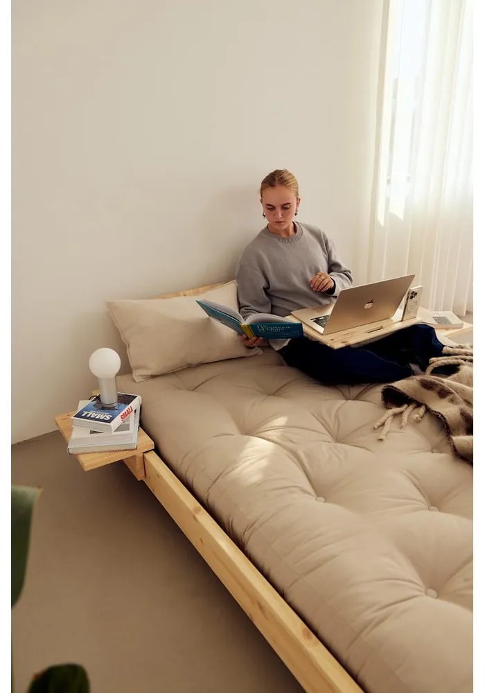 Pat matrimonial maro din lemn de pin cu somieră 160x200 cm Social – Karup Design