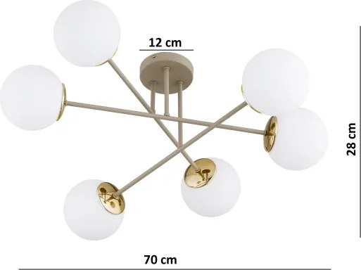 Brilagi - Lustru aplicat MILO 6xE27/60W/230V bej/auriu