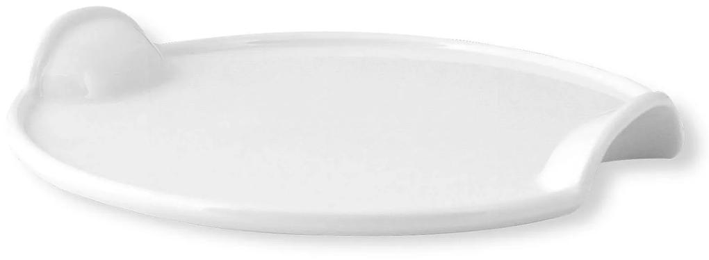 Platou rotund alb ,portelan,cu 2 manere,30 cm