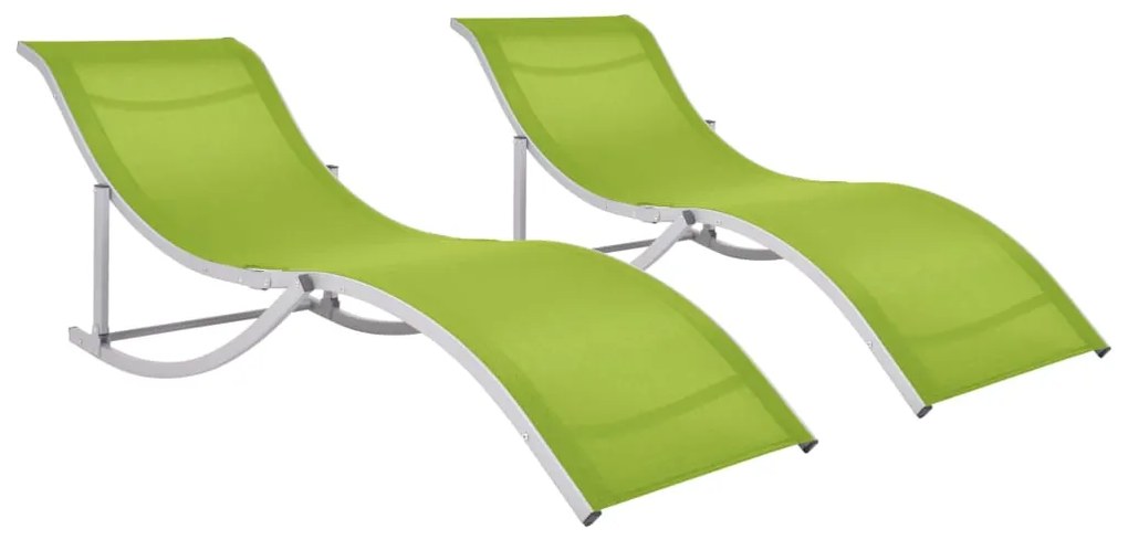 vidaXL Șezlonguri pliabile, 2 buc., verde, textilenă
