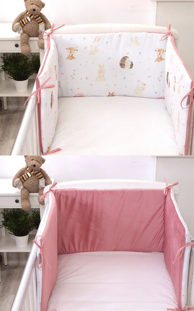Aparatoare laterala patut, 2 fete, Sweet velvet rose, 180 x 35 cm