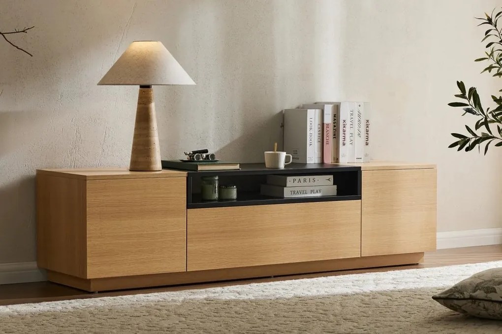 Comoda TV LOFT 160cm natur/ negru