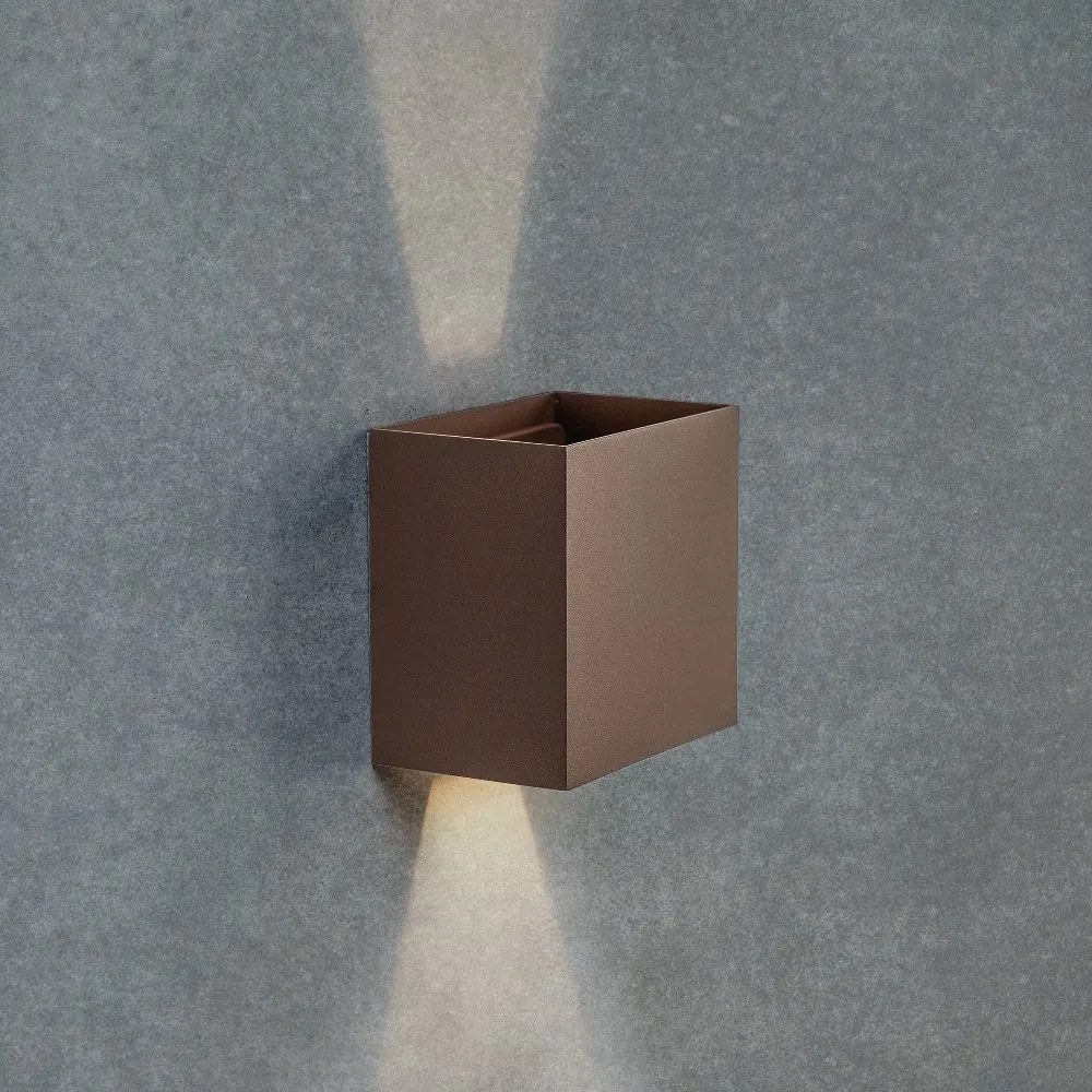 Aplica LED de perete iluminat exterior ambiental IP65 DAVOS XL corten