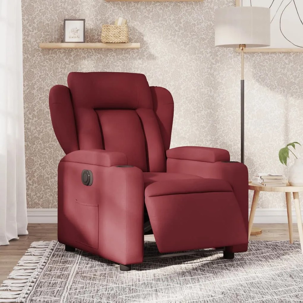 vidaXL Fotoliu rabatabil electric, roșu vin, material textil