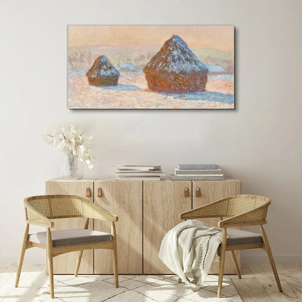 Tablou canvas Grainstacks Snow Monet Effect