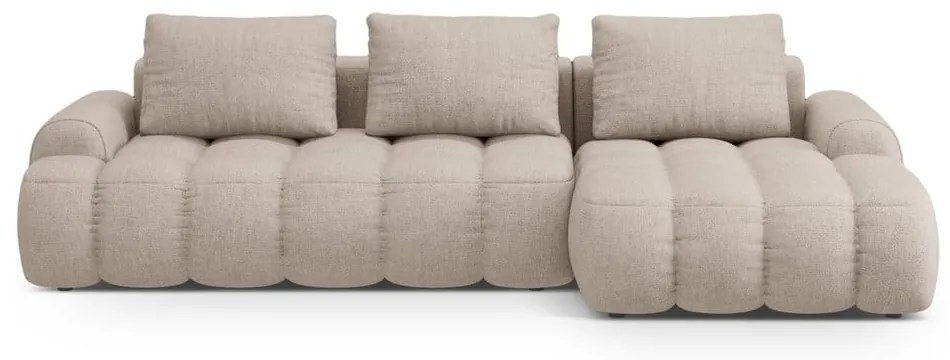 Colțar maro deschis extensibil/cu spațiu de depozitare (cu colț pe partea dreaptă/cu șezlong) Linz – Cosmopolitan Design