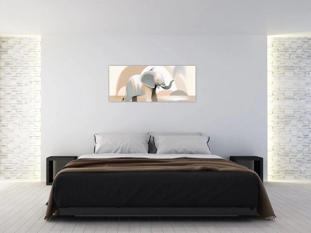 Tablou - Elefant în culori pastel (120x50 cm)