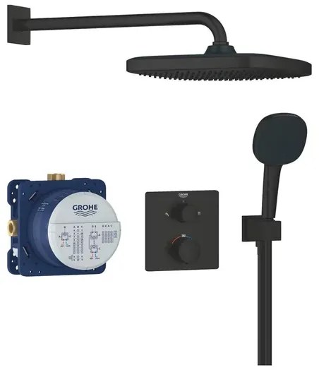 Sistem de dus incastrat Grohe Precision cu palarie patrata Vitalio Comfort 250 negru mat