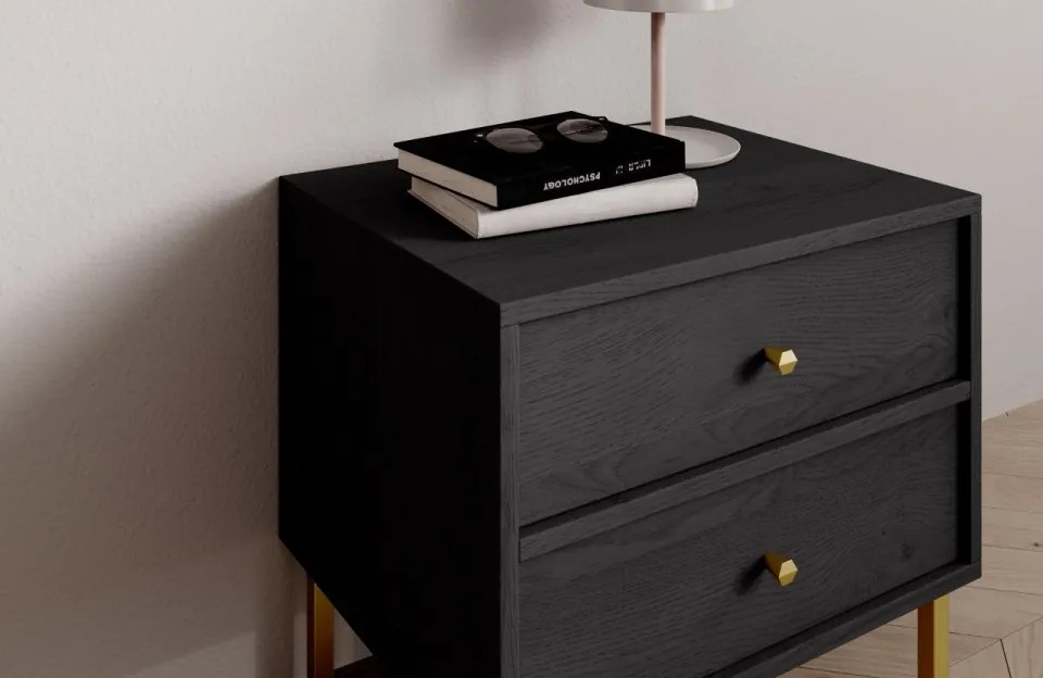 Noptiera, 51.8x50x40.8 cm, Tili, ADRK Furniture (Culoare: Negru)