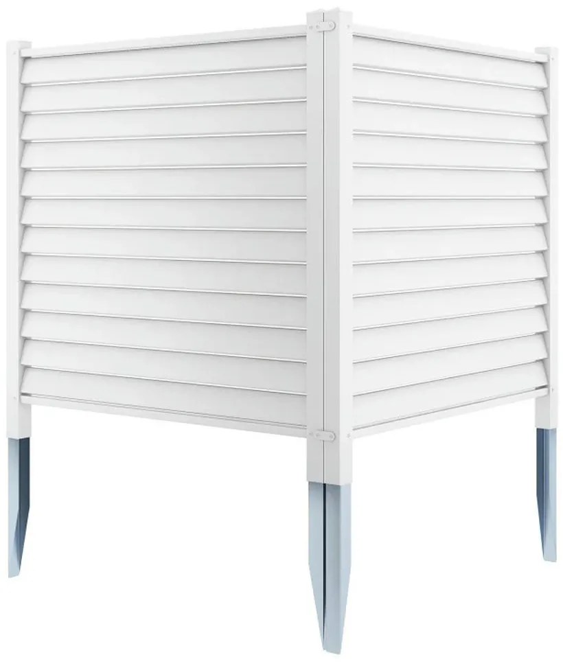 Panou de gard cu țăruș, 122x122 cm, set 2 bucăți, alb