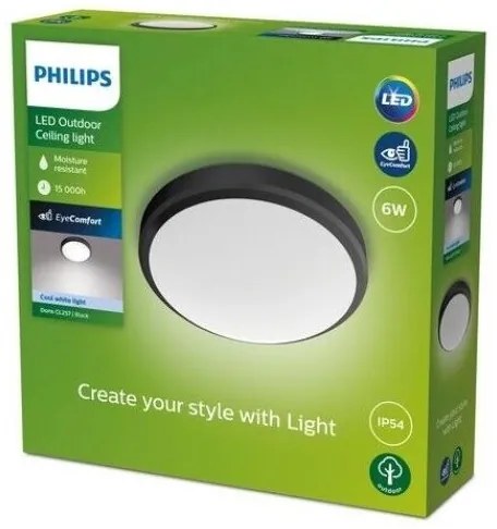 Plafonieră LED pentru baie DORIS LED/6W/230V 4000K IP54 neagră Philips