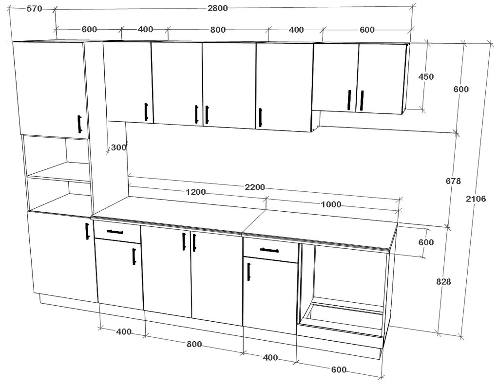 Set haaus V24, Stejar Sonoma Inchis/Alb, Blat Thermo 28 mm, L 280 cm