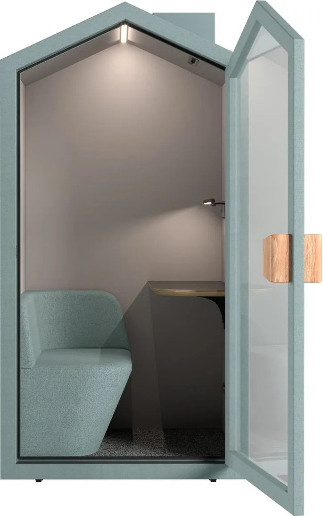 Office phone booth cu fotoliu integrat, ventilație și masă - Olive