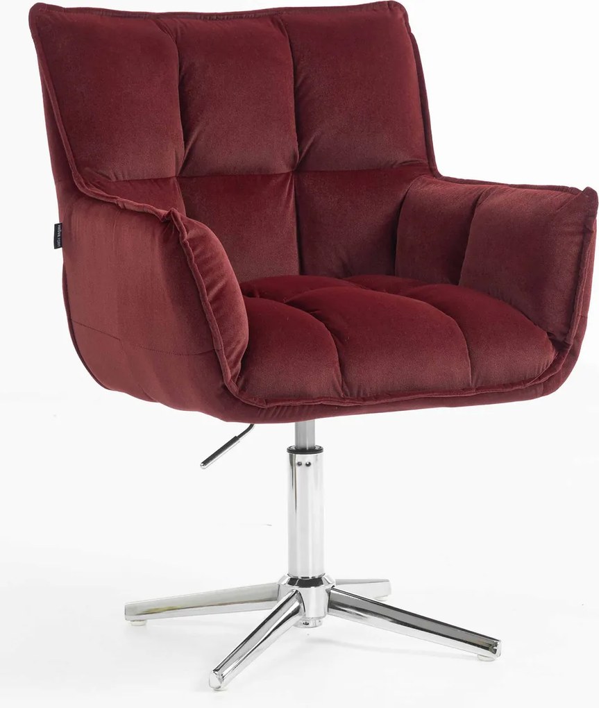 HR560CROSS Scaun Catifea Bordo Merlot cu Bază Cromata