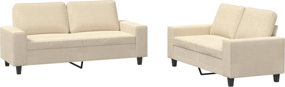 vidaXL Set de canapele, 2 piese, crem, material textil