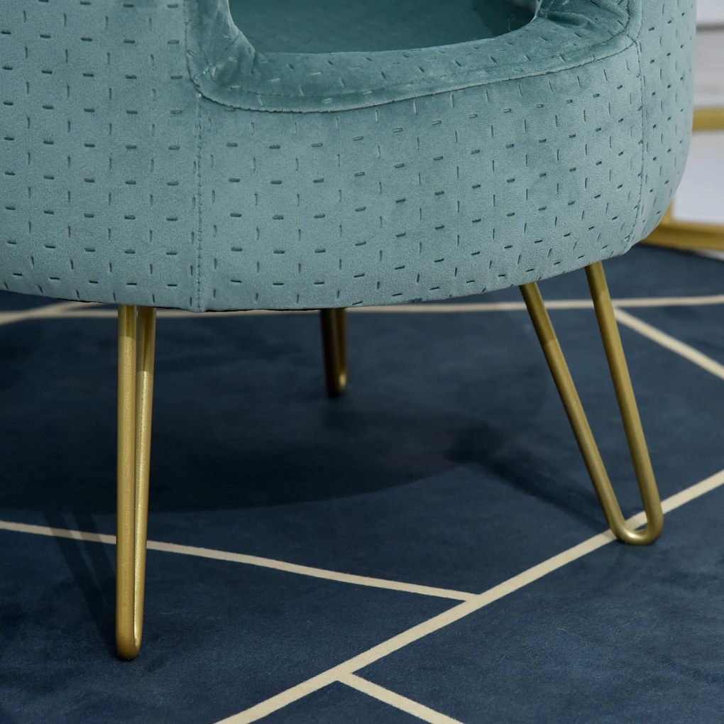 Canapea pentru pentru mini caini si pisici cu 4 picioare metalice aurii, catifea, 41,5x41,5x36,5cm PawHut | Aosom RO