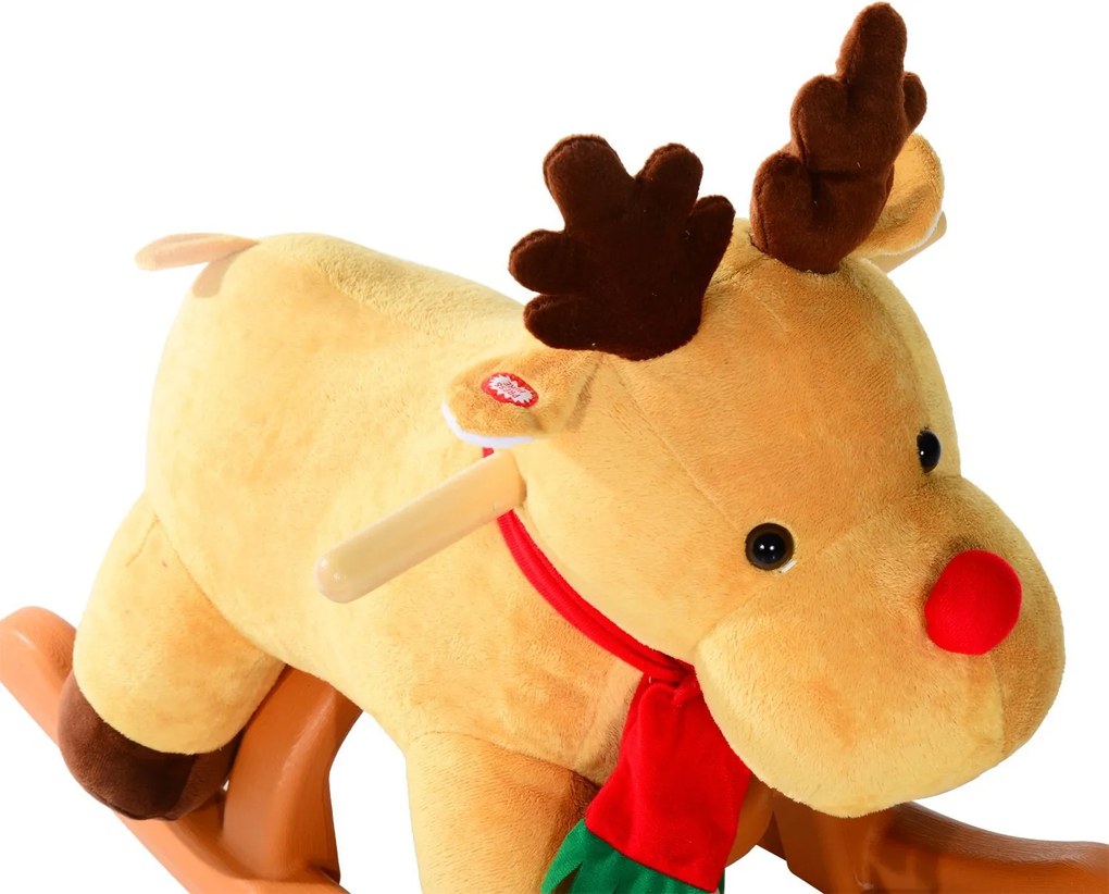HomCom Renna a Dondolo in Peluches per Bambini, 61x29x45cm