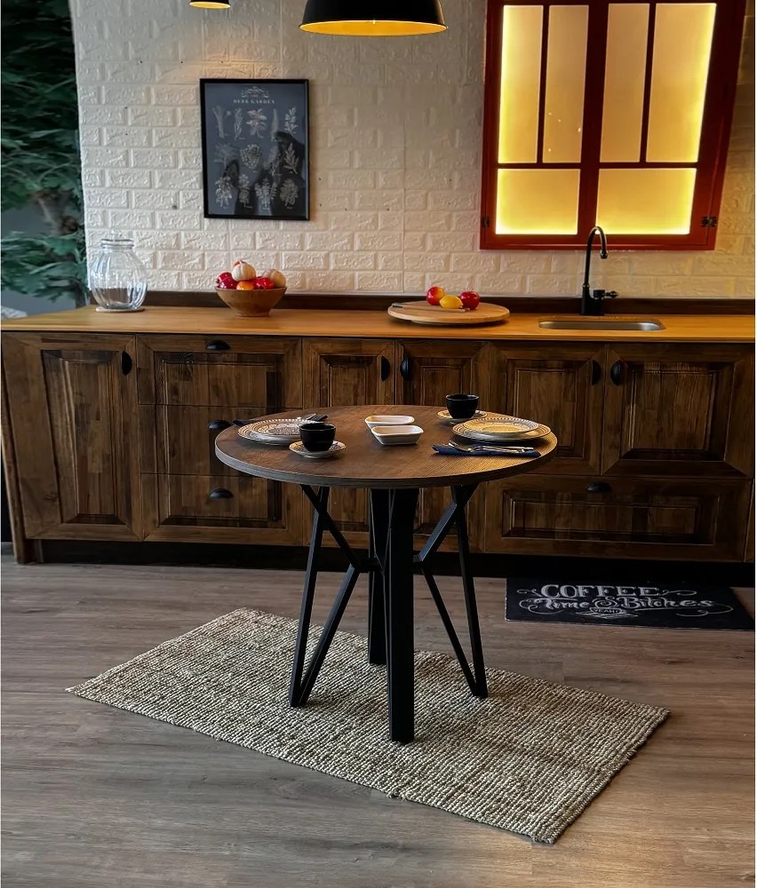 Masa de bucatarie  rotunda nuc negru Ø90 cm