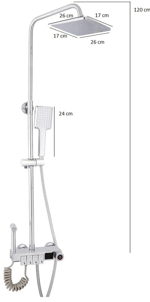 Coloana de dus TRENDY'S, cu patru functii cu afisaj temperatura apa LCD si functie de bideu ,crom lucios  (2)