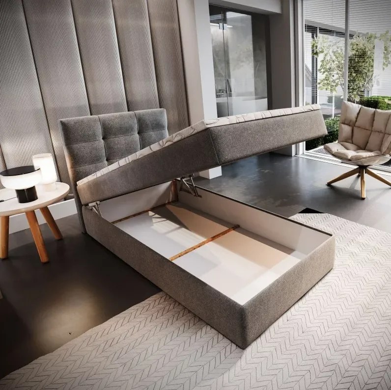 Pat tapițat boxspring GLORIEN VELVET 90x200 cm albastru Saltele: Saltea cu arcuri Bonell