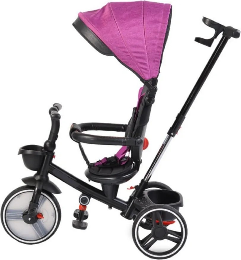 Tricicleta pliabila cu copertina NOVOKIDS™ Classico Trike , Pedale si maner pentru parinti, Scaun reversibil cu rotire 360 grade , Functie Free