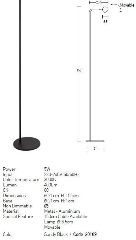 Lampadar LED, lampa de podea design modern Ciur negru