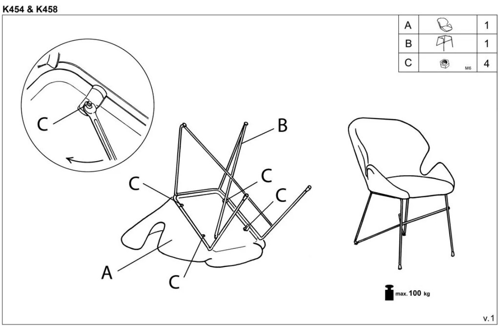 Scaun de masA catifea Culoare Gri, LASE 454