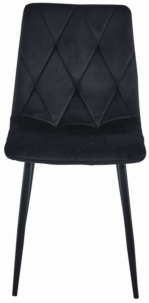 Scaun de dining din catifea neagra LIBRA cu picioare negre