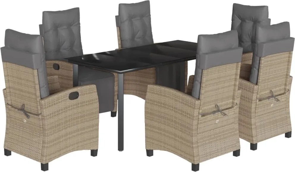 vidaXL Set mobilier pentru grădină, 7 piese, cu perne, bej, poliratan