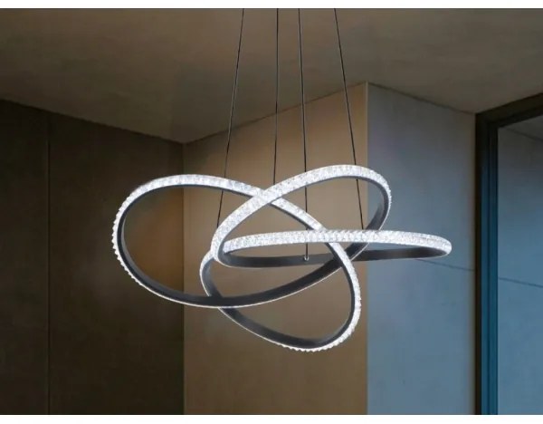 Lustră LED dimabilă suspendată pe cablu, 95W/230V, 3000-6500K, Ø57 cm + telecomandă