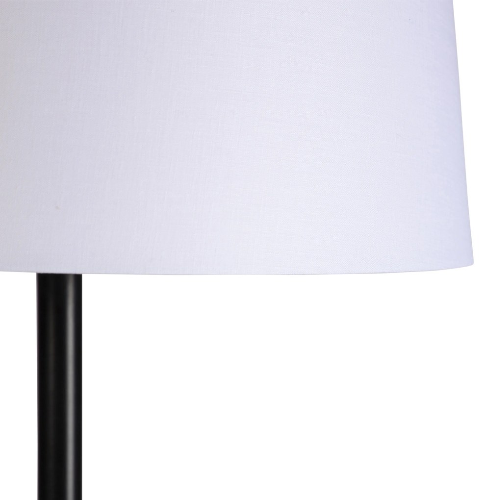 Lampă de podea neagră cu abajur de in alb 45 cm - Simplo