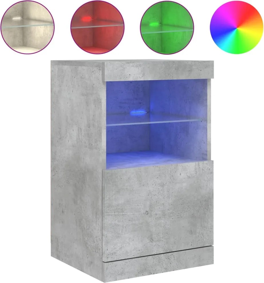 vidaXL Servantă cu lumini LED, gri beton, 41x37x67 cm