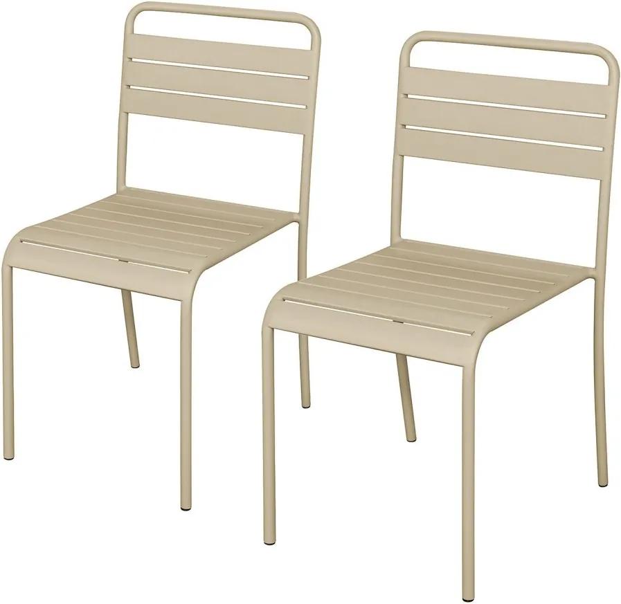 Set de 2 scaune Kansas fier, bej, 44 x 80 x 80 cm