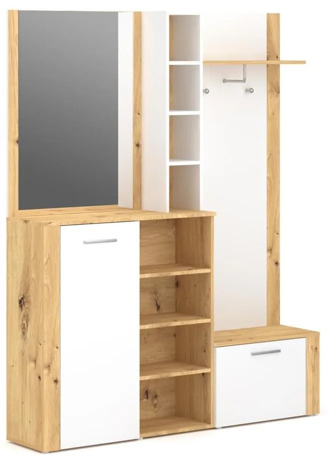 Panou pentru hol KEVIN cu oglindă, maro/alb