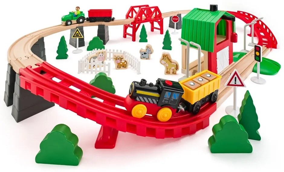 Trenuleț Woody - Fermă, 60 piese