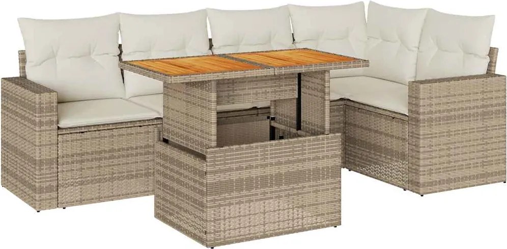 vidaXL Set canapele de grădină cu perne, 6 piese, bej, poliratan