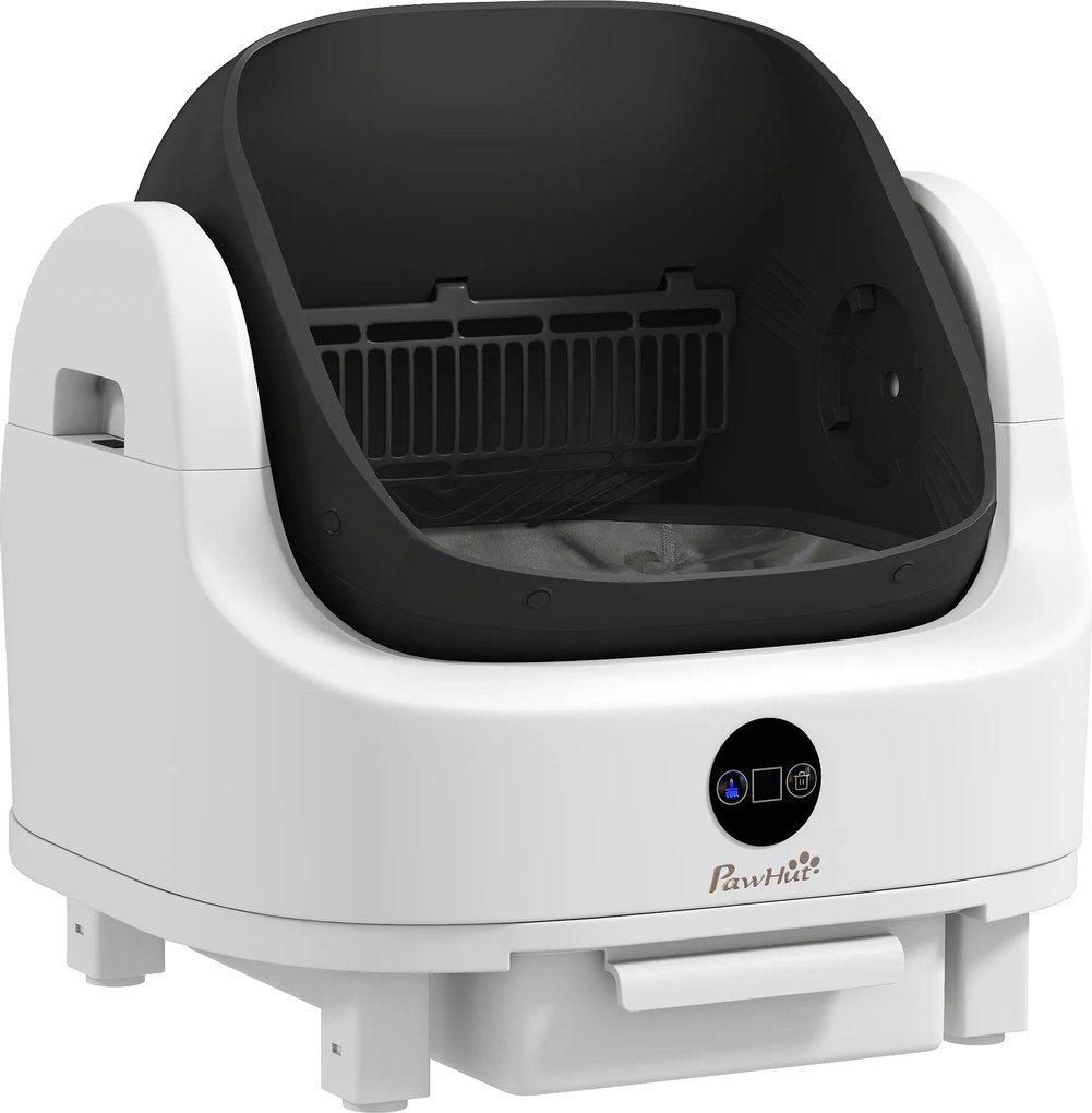 PawHut Ladă de Gunoi Autopropulsată pentru Pisici, Ladă Automată pentru Mai Multe Pisici, Design Deschis cu Senzori de Siguranță, Deodorant, Recipient Gunoi 8L, Saci de Gunoi, Silențioasă, pentru Pisici 1-5 kg | Aosom Romania